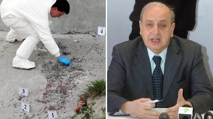 Inquirenti a San Biagio di Callalta dove esplose un ordigno di Unabomber e, a destra, Vittorio Borraccetti