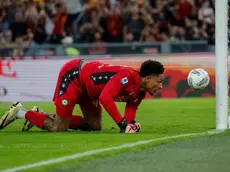 Udinese's goalkeeper Okoye Maduka in action during the Italian Serie A soccer match between AS Roma vs Udinese Calcio at the Olimpico stadium in Rome, Italy, 22 September 2024. ANSA/GIUSEPPE LAMI