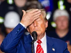 epa11574447 Former US President and current Republican presidential nominee Donald Trump speaks at a campaign rally in Johnstown, Pennsylvania, USA, 30 August 2024. Trump spoke about energy development in the battleground state, as well as vice president and Democratic presidential nominee Kamala Harris’s stance on fracking. EPA/JIM LO SCALZO