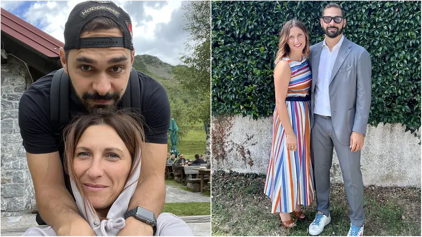 Due immagini di Elena Antoniali assieme al compagno Mattia Ganzini