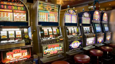 Row of slot machines on cruise ship
