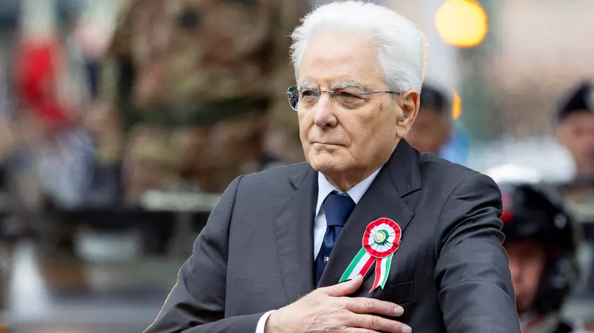 Il presidente della Repubblica, Sergio Mattarella, in occasione della parata per la Festa della Repubblica, Roma, 02 giugno 2024. ///// Italian President, Sergio Mattarella, during the celebrations for the Republic Day at the Fori Imperiali, Rome, Italy, 02 June 2024. The Feast of the Italian Republic is a national day of celebration established to commemorate the birth of the Italian Republic. It is celebrated every year on 02 June 2, the date of the institutional referendum of 1946, with the main celebration taking place in Rome. The Feast of the Italian Republic is one of the symbols of Italian homelands. ANSA/QUIRINALE PRESS OFFICE/PAOLO GIANDOTTI +++ ANSA PROVIDES ACCESS TO THIS HANDOUT PHOTO TO BE USED SOLELY TO ILLUSTRATE NEWS REPORTING OR COMMENTARY ON THE FACTS OR EVENTS DEPICTED IN THIS IMAGE; NO ARCHIVING; NO LICENSING +++ NPK +++