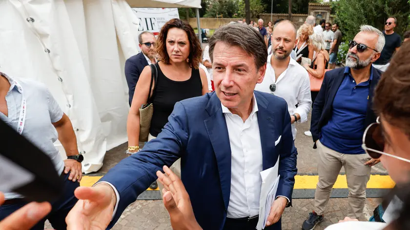 Il presidente del Movimento 5 Stelle Giuseppe Conte alla Casa del jazz durante la festa del Fatto Quotidiano, Roma, 7 Settembre 2024. ANSA/GIUSEPPE LAMI