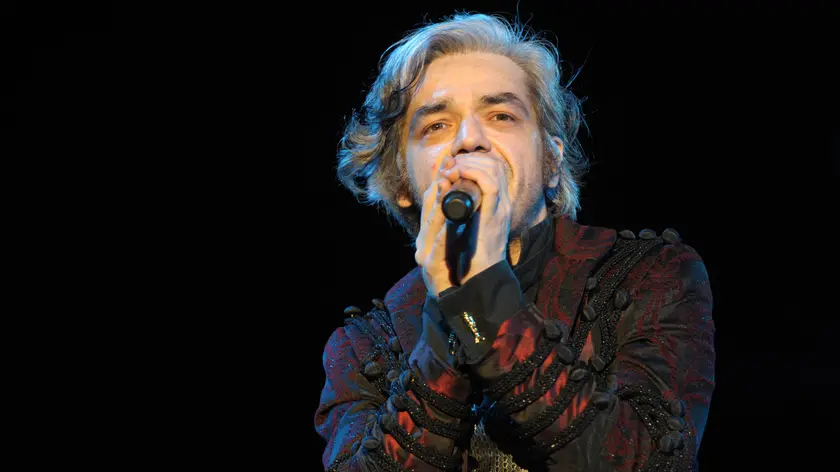 Morgan al Festival di Sanremo in una foto di archivio. .US-O'SCIA'/ANSA