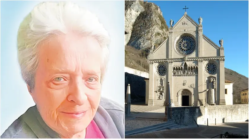 Lucia Londero e il duomo di Gemona dove saranno celebrati i funerali