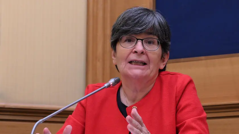 Cecilia Guerra nel corso di una conferenza stampa del Partito Democratico sulla delega al Governo per la riforma fiscale presso la sala stampa della Camera dei deputati. Roma,10 luglio 2023. ANSA/CLAUDIO PERI