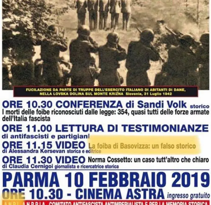 la locandina dell'iniziativa promossa a Parma