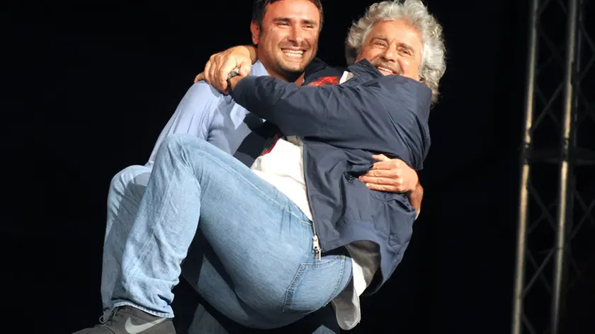 21/05/2014 Firenze, campagna elettorale per le elezioni europee del Movimento 5 Stelle, nella foto Beppe Grillo e Alessandro Di Battista