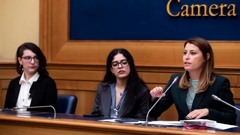 La deputata di Sinistra Italiana, Elisabetta Piccolotti (Si), durante la conferenza stampa di presentazione della proposta di legge di Alleanza Verdi e Sinistra (Avs) sullÕaccreditamento degli atenei telematici e per esclusione del fine di lucro dalla natura giuridica delle universitˆ, Roma, 30 settembre 2024. ANSA/ANGELO CARCONI