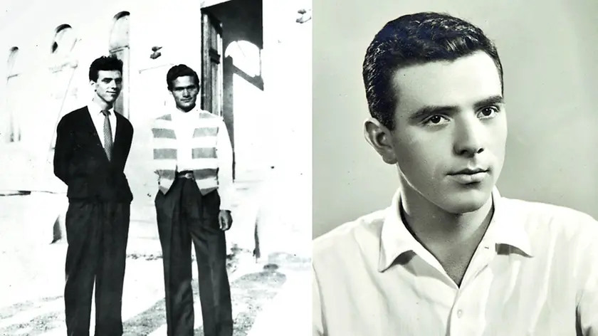 Lo scrittore Nico Naldini in un ritratto e, a fianco, assieme al cugino Pier Paolo Pasolini