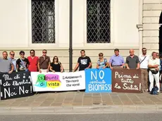 Udine 14 Settembre 2011. Protesta in Provincia contro l' impianto a biomasse. Telefoto Copyright PFP