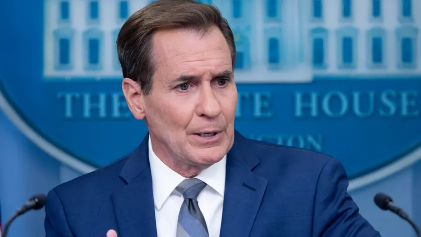 epa11418655 White House National Security Communications Advisor John Kirby participates in a news conference during which Kirby discussed NATO's support of Ukraine, in the James Brady Press Briefing Room of the White House in Washington, DC, USA, 17 June 2024. US President Biden meets with NATO Secretary General Stoltenberg on 17 June to discuss regional security issues. EPA/MICHAEL REYNOLDS