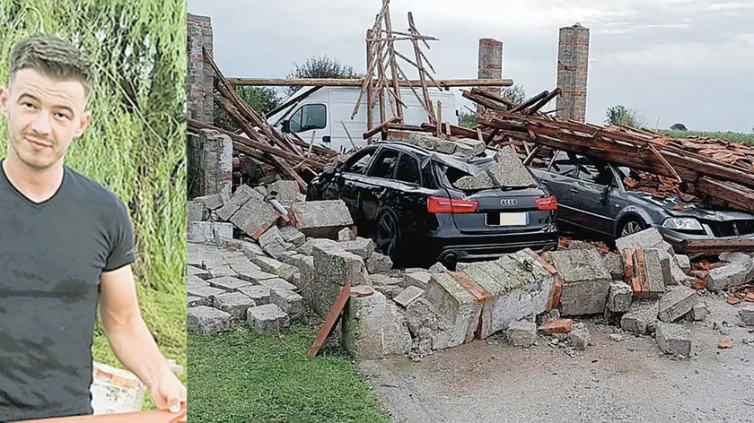 Claudiu Popovic, 27 anni, si è salvato dal crollo del capannone dove stava riparando la sua macchina