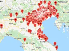 La mappa dei contratti sottoscritti da Energia Italia Srl: per la maggior parte in Veneto, ma la rete era diffusa su tutto il territorio nazionale