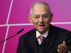 epa10408832 Former German Parliament ‘Bundestag’ president Wolfgang Schaeuble speaks during a festive event on the occasion of Wolfgang Schauble's 50th anniversary in parliament, in Berlin, Germany, 16 January 2023. Former German Parliament 'Bundestag' president Wolfgang Schaeuble has served for more than half a century as a member of the German parliament ‘Bundestag. He is the first deputy having participated in parliament for such a long time. EPA/CLEMENS BILAN / POOL