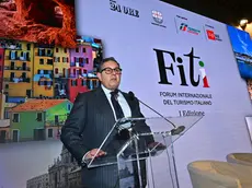 Il presidente della regione Liguria Giovanni Toti durante il suo intervento alla prima tappa del Forum Internazionale del Turismo, organizzato da Il Sole 24 Ore, dove hanno partecipato il ministro del Turismo Daniela Santanche' e il direttore del Sole 24 Ore Fabio Tamburini. Genova, 17 gennaio 2024. ANSA/LUCA ZENNARO
