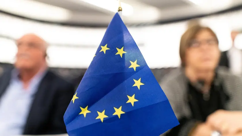 epa07433274 A european flag stands on a table during the debate on UKâs withdrawal from the EU in Strasbourg, France, 13 March 2019. British MPs will vote later in the day on whether to block the UK from leaving the EU without a deal on 29 March, after again rejecting the PM's withdrawal agreement on 12 March. The United Kingdom is officially due to leave the European Union on 29 March 2019, two years after triggering Article 50 in consequence to a referendum. EPA/PATRICK SEEGER