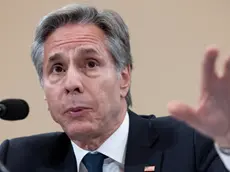 epa11361579 US Secretary of State Antony Blinken testifies before the House Committee on Foreign Affairs during a hearing titled, 'The State of American Diplomacy in 2024 - Global Instability Budget Challenges and Great Power Competition', on Capitol Hill, in Washington, DC, USA, 22 May 2024. The hearing was interrupted by pro-Palestinian protesters that oppose US aid to Israel. EPA/MICHAEL REYNOLDS