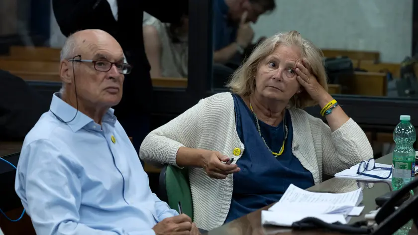 Paola (R) and Claudio Regeni (L), Giulio's mother and father, attend the new hearing of the trial against the four Egyptian 007 accused of torturing and killing their son, Giulio Regeni, in Rome, Italy, 03 July 2024. A trial was opened on 20 February against four Egyptian intelligence officers accused of the kidnapping, torture, and murder of Italian student Giulio Regeni in Cairo in 2016. ANSA/MASSIMO PERCOSSI
