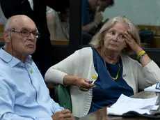 Paola (R) and Claudio Regeni (L), Giulio's mother and father, attend the new hearing of the trial against the four Egyptian 007 accused of torturing and killing their son, Giulio Regeni, in Rome, Italy, 03 July 2024. A trial was opened on 20 February against four Egyptian intelligence officers accused of the kidnapping, torture, and murder of Italian student Giulio Regeni in Cairo in 2016. ANSA/MASSIMO PERCOSSI