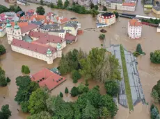 epaselect epa11606212 An aerial picture taken with a drone shows flooded Klodzko, southwestern Poland, 15 September 2024. The southern regions of Poland are experiencing record rainfall and severe flooding caused by heavy rains from the Genoese depression "Boris", which reached Poland on Thursday, September 12. People in flooded areas of the region are being forced to evacuate, and water is flooding villages and towns. River levels are at or above alarming levels. Poland's prime minister confirmed on September 15 that one person had died as a result of the flooding. EPA/MACIEJ KULCZYNSKI POLAND OUT