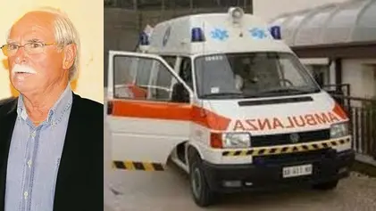 Silvano Pitassi, 82 anni, e un'ambulanza (foto d'archivio) del 118