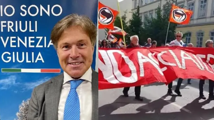 L’assessore regionale Sergio Emidio Bini e un’immagine di una manifestazione contro l’acciaieria