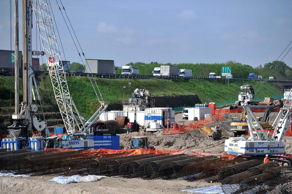 06 aprile 2017 Autovie Venete, A4 lavori per la 3° corsia, nuovo ponte sul Tagliamento e cantieri vari. Copyright Foto Petrussi / Ferraro Simone