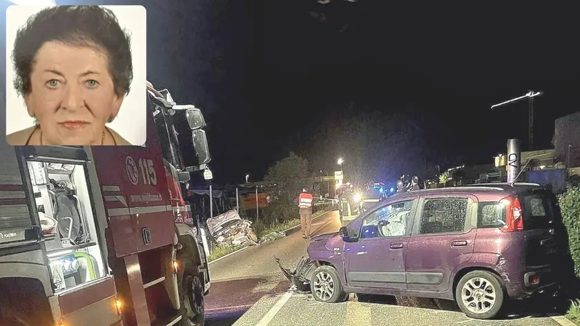 L’incidente stradale a Mortegliano e, nel riquadro, la vittima Marcella Miani