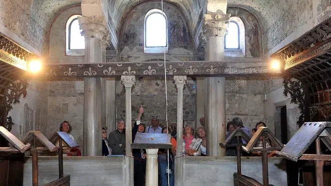 Cividale 25 Maggio 2012. Turisti al Tempietto Longobardo.Telefoto copyright Petrussi Foto Press / Diego Petrussi.