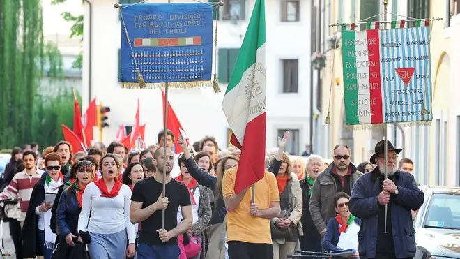 Udine 24 aprile 2013 Scuola Percoto, commemorazione Partigiani di Borgo Villalta. © Foto Petrussi Foto Press / Ferraro Simone