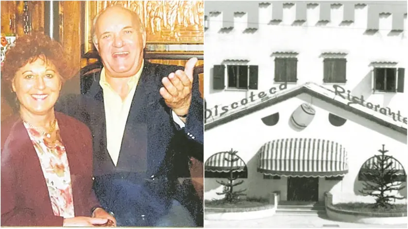 Roberto Terenzani con la moglie Marta, a destra “La botte” nel ’72