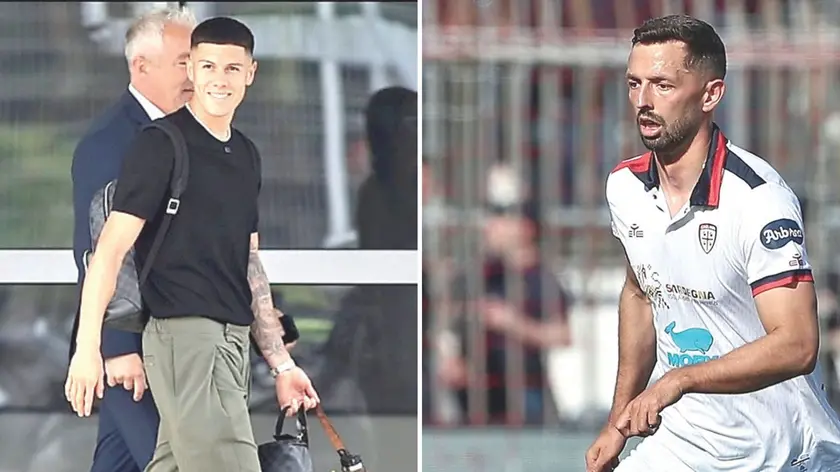 A sinistra l'argentino Nehuen Perez fotografato all’arrivo in Portogallo, a destra il polacco classe 1997 Mateusz Wieteska con la maglia del Cagliari