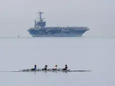 La portaerei Truman arrivata nel golfo di Trieste (foto Lasorte)