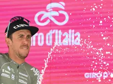 Belgian rider Dries De Bondt of Alpecin-Fenix team, celebrates on podium the victory on sprint the eighteenth stage of the 105th Giro d`Italia cycling tour, a race of 152 km from Borgo Valsugana to Treviso, Italy, 26 May 2022. ANSA/MAURIZIO BRAMBATTI
