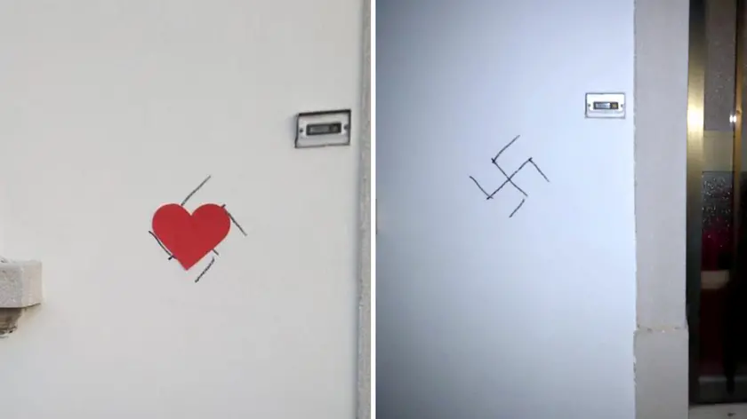 La svastica, disegnata nella notte a San Daniele, è stata coperta in mattinata con un cuore rosso
