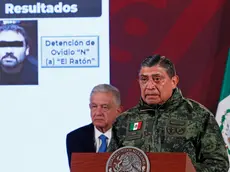 epa10392433 Mexican Secretary of National Defense Luis Cresencio Sandoval speaks during a morning press conference at the National Palace in Mexico City, Mexico, 06 January 2023. At least 29 people were killed in a wave of violence that swept northern Mexico following the arrest of Ovidio 'El Raton' Gumzan, one of the sons of notorious drug lord Joaquin 'El Chapo' Guzman. Cresencio Sandoval said 10 of those killed were members of the Mexican Armed Forces and 19 belonged to the heavily armed criminal organizations that sparked the violence. EPA/Jose Mendez