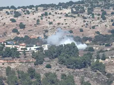 epa10938254 Smoke rises in the Israeli village of Avivim as a result of an anti-tank missile fired from Lebanon, 25 October 2023. According to an Israeli army spokesperson an anti-tank missile was launched from Lebanon towards Israeli soldiers in the area of Avivim. No injuries have been reported. In response, Israeli army tanks and artillery fired back at the source of the attack. EPA/ATEF SAFADI