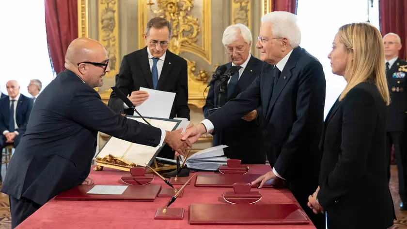 Il dottor Gennaro Sangiuliano, Ministro della CULTURA, in occasione della cerimonia di giuramento del governo, Roma, 22 Ottobre 2022. ANSA/US QUIRINALE/FRANCESCO AMMENDOLA +++ HO NO SALES - DITORIAL USE ONLY +++ o +++ ANSA PROVIDES ACCESS TO THIS HANDOUT PHOTO TO BE USED SOLELY TO ILLUSTRATE NEWS REPORTING OR COMMENTARY ON THE FACTS OR EVENTS DEPICTED IN THIS IMAGE; NO ARCHIVING; NO LICENSING +++NPK+++