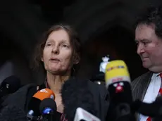 epa02498547 Christine Assange (C), the mother of WikiLeaks founder Julian Assange, addresses to the world media outside the High Court in London, Britain, 16 December 2010. WikiLeaks founder Julian Assange was set free after nine days in a London prison, but faces a fresh legal battle over his extradition to Sweden on sex allegations. The High Court in London granted Assange bail, dismissing an appeal against attempts by the prosecuting authorities to stop him being freed. EPA/PETER MACDIARMID / POOL