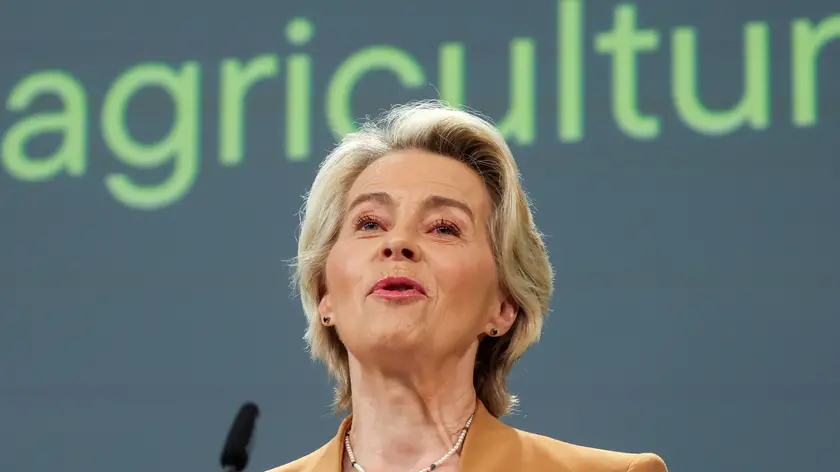 epa11583620 European Commission President Ursula Von der Leyen speaks during a press conference where she receives the final report of the Strategic Dialogue on the Future of EU Agriculture, in Brussels, Belgium, 04 September 2024. Entitled 'A shared prospect for farming and food in Europe', the report presents an assessment of challenges and opportunities, followed by a set of recommendations. The European Commission will use these suggestions to shape its Vision for Agriculture and Food during the first 100 days of President von der Leyen's second mandate. EPA/OLIVIER HOSLET