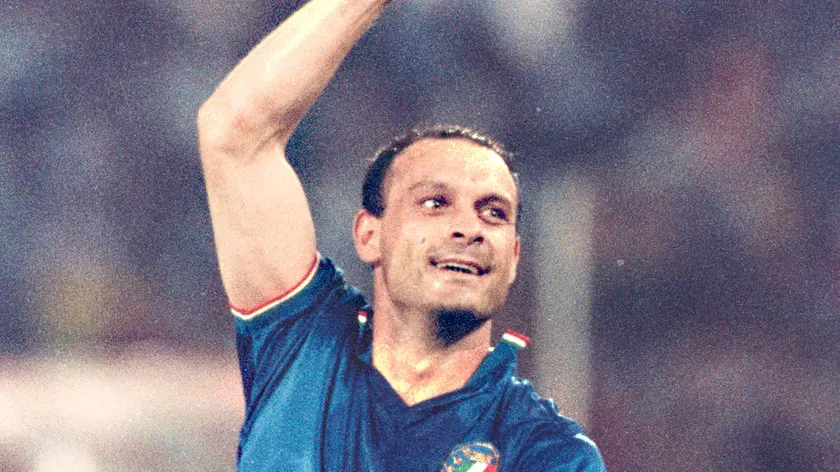 Mondiali 1990-Goleador Totò Schillaci esulta