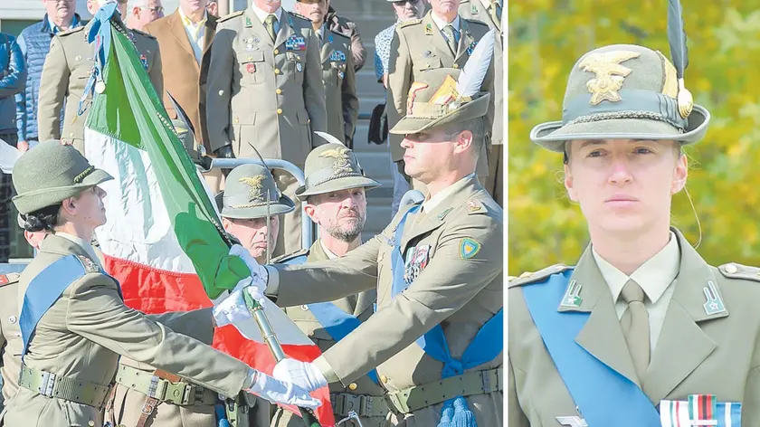 La cerimonia alla Julia e, a destra, il tenente colonnello Katia Franz