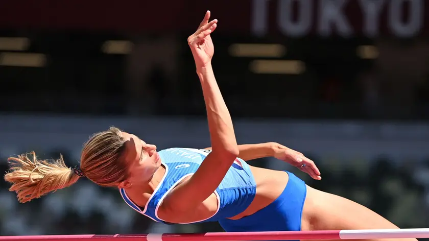 Italy's Alessia Trost competes in the women's high jump qualification during the Tokyo 2020 Olympic Games at the Olympic Stadium in Tokyo on August 5, 2021. (Photo by Andrej ISAKOVIC / AFP)