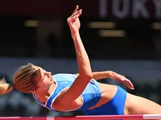 Italy's Alessia Trost competes in the women's high jump qualification during the Tokyo 2020 Olympic Games at the Olympic Stadium in Tokyo on August 5, 2021. (Photo by Andrej ISAKOVIC / AFP)