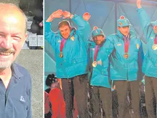 Maurilio De Zolt, 73 anni, nella sua casa di Santo Stefano di Cadore e sul podio della premiazione a Lillehammer (Foto Solero)