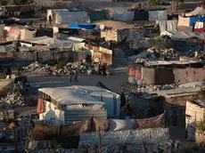 epa11523277 Internally displaced Palestinians at a makeshift camp built among the rubble in Khan Younis, southern Gaza Strip, 03 August 2024. Since 07 October 2023, up to 1.7 million people, or more than 75 percent of the population, have been displaced throughout the Gaza Strip, some more than once, in search of safety, according to the United Nations Relief and Works Agency for Palestine Refugees in the Near East (UNRWA), which added that the Palestinian enclave is 'on the brink of famine', with 1.1 million people (half of its population) 'experiencing catastrophic food insecurity' due to the conflict and restrictions on humanitarian access. EPA/HAITHAM IMAD