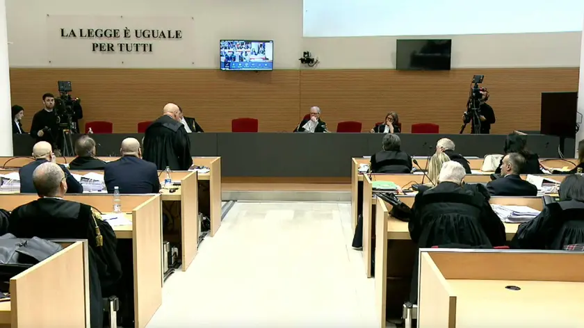 L'aula del Tribunale di Brescia in occasione della revisione del processo per Olindo Romano e Rosa Bazzi per la strage di Erba, 1 marzo 2024. Ansa Filippo Venezia