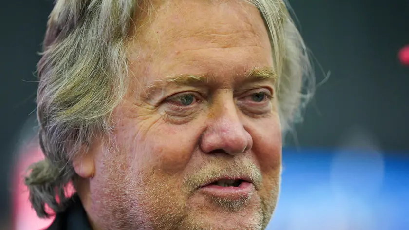 epaselect epa11413377 Steve Bannon, former senior counselor to former president Donald J. Trump, arrives at The People’s Convention, a gathering of prominent conservatives organized by the political group Turning Point Action, in Detroit, Michigan, USA, 15 June 2024. EPA/DIEU-NIALO CHERY