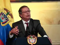 epa11489795 Colombian president Gustavo Petro speaks during the installation for the new congressional session in the National Congress in Bogota, Colombia, 20 July 2024. During this new period his government is going to present new projects of reforms to the health, justice and taxes, among other initiatives that will be the base to face off the second half of his presidency. EPA/Carlos Ortega